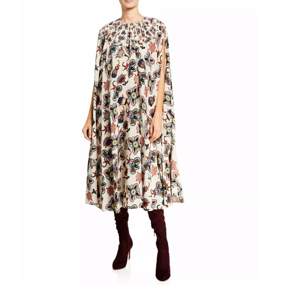 At læse skære Missionær Valentino | Dresses | Valentino Floral Pop Art Silk Poncho Cape Dress |  Poshmark